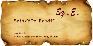 Szitár Ernő névjegykártya